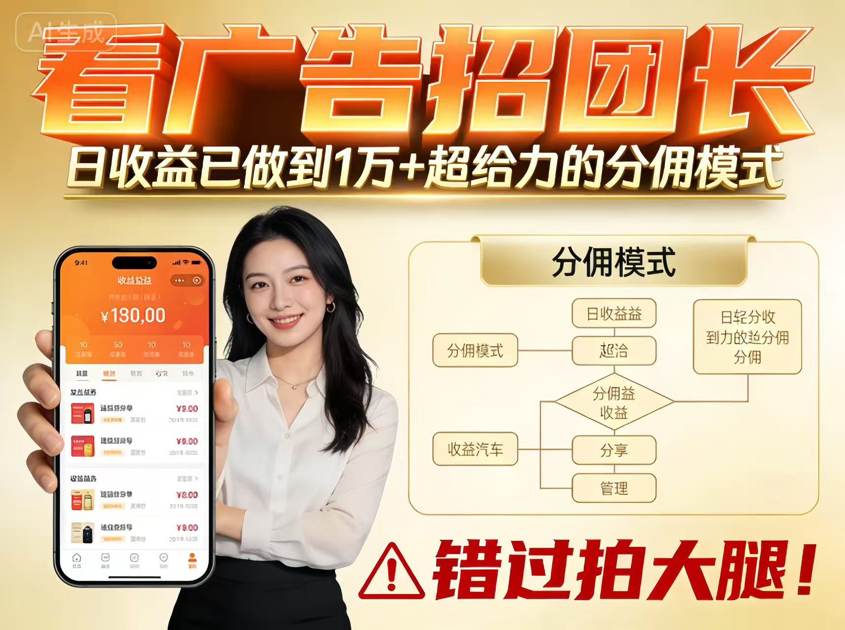 看广告招团长，团队收益已做到日入1万，分佣模式超给力，错过拍大腿-87副业网 - 互联网副业项目资源分享平台