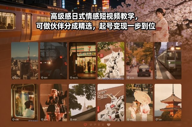 高级感日式情感短视频教学，可做伙伴分成精选，起号变现一步到位-87副业网 - 互联网副业项目资源分享平台