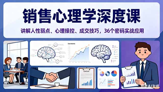 销售心理学深度课，讲解人性弱点、心理操控、成交技巧，36个密码实战应用-87副业网 - 互联网副业项目资源分享平台