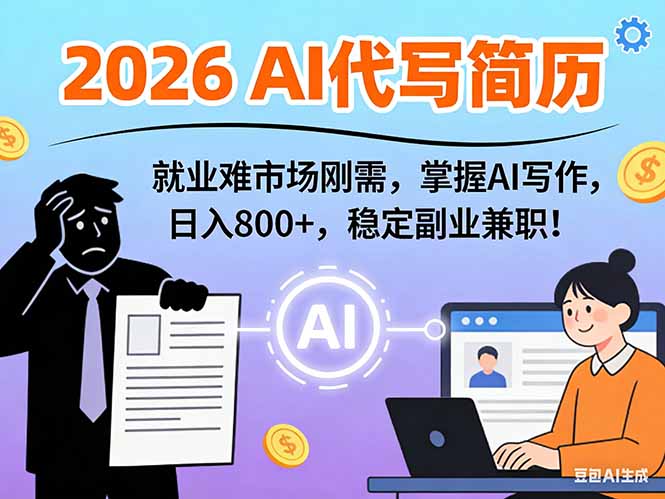 AI代写简历，超暴利，用万能模板月入1-3万实战教程，2026年市场刚需！-87副业网 - 互联网副业项目资源分享平台