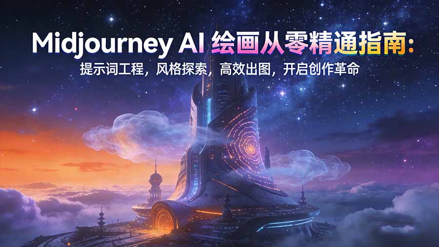 Midjourney AI绘画从零精通指南：提示词工程，风格探索，高效出图，开启创作革命-87副业网 - 互联网副业项目资源分享平台