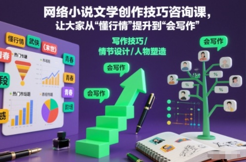 网络小说文学创作技巧咨询课，让大家从“懂行情”提升到”会写作”的高度-87副业网 - 互联网副业项目资源分享平台