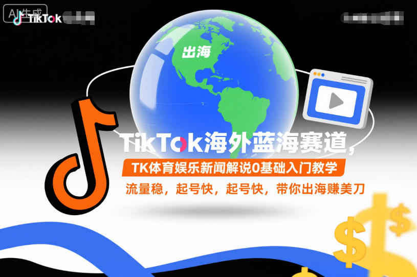 TikTok海外蓝海赛道，TK体育娱乐新闻解说0基础入门教学，流量稳，起号快，带你出海賺美刀-87副业网 - 互联网副业项目资源分享平台