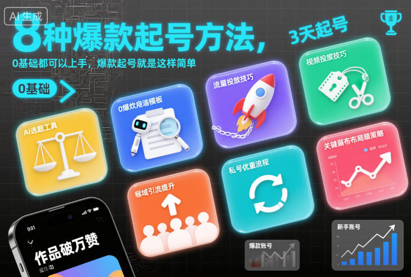 8种爆款起号方法，0基础都可以上手，爆款起号就是这样简单-87副业网 - 互联网副业项目资源分享平台