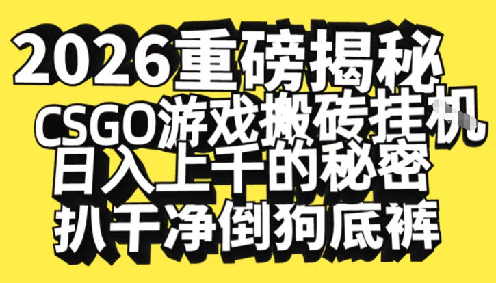 2026开年重磅解密，CSGO游戏搬砖挂G日入1k+的秘密，把倒狗的底裤扒干【揭秘】-87副业网 - 互联网副业项目资源分享平台