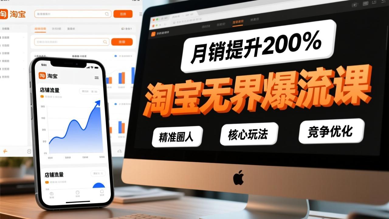 淘宝无界爆流课，精准圈人、核心玩法、竞争优化，快速引爆店铺流量，月销提升200%-87副业网 - 互联网副业项目资源分享平台