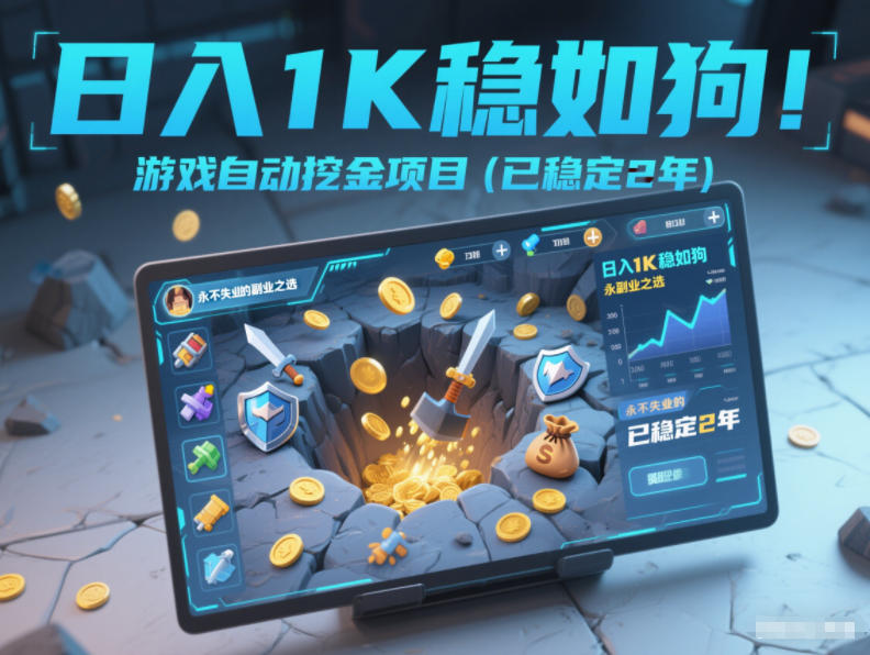 日入1K稳如狗！游戏自动挖金项目(已稳定2年)，永不失业的副业之选【揭秘】-87副业网 - 互联网副业项目资源分享平台