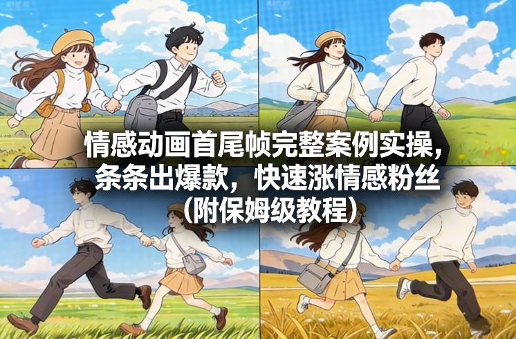 情感动画首尾帧完整案例实操，条条出爆款，快速涨情感粉丝(附保姆级教程)-87副业网 - 互联网副业项目资源分享平台