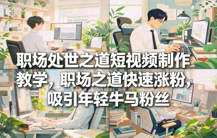 职场处世之道短视频制作教学，职场之道快速涨粉，吸引年轻牛马粉丝-87副业网 - 互联网副业项目资源分享平台