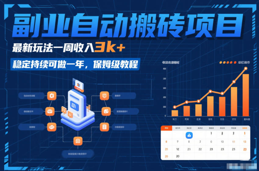 副业自动搬砖项目，最新玩法一周收入3k+，稳定持续可做一年，保姆级教程【揭秘】-87副业网 - 互联网副业项目资源分享平台