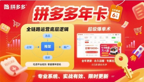 拼多多年卡，拼多多全链路运营底层逻辑，超级爆单术【更新26年1月】-87副业网 - 互联网副业项目资源分享平台