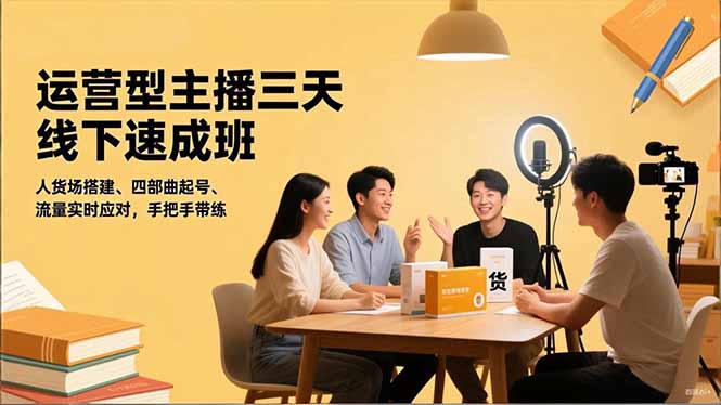 运营型主播三天线下班，人货场搭建,四部曲起号,流量实时应对，手把手带练-87副业网 - 互联网副业项目资源分享平台