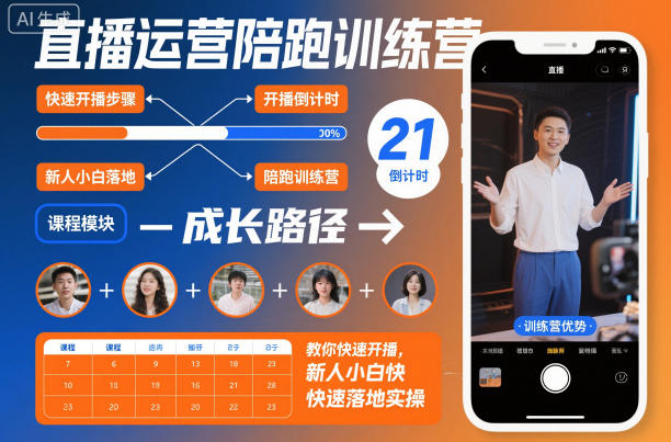 直播运营陪跑训练营，教你快速开播，新人小白快速落地实操-87副业网 - 互联网副业项目资源分享平台
