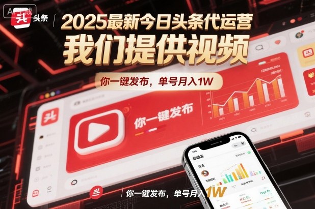 2025最新今日头条代运营，我们提供视频，你一键发布，单号月入1W【揭秘】-87副业网 - 互联网副业项目资源分享平台