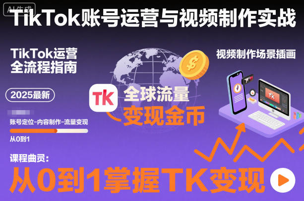 2025最新TikTok账号运营与视频制作实战全流程，从0到1掌握TK变现(含11月最新TK搬运技术)-87副业网 - 互联网副业项目资源分享平台