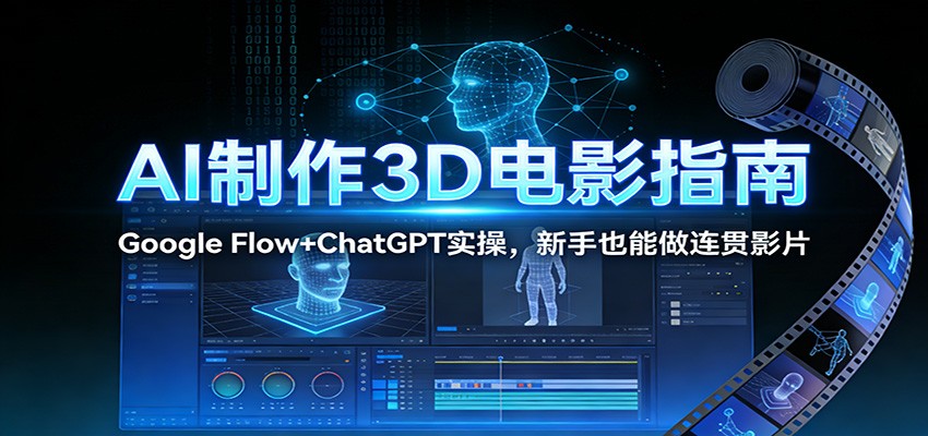 AI制作3D电影指南：Google Flow+ChatGPT实操，新手也能做连贯影片-87副业网 - 互联网副业项目资源分享平台