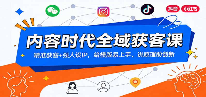 内容时代全域获客课：精准获客+强人设IP，给模版易上手、讲原理助创新-87副业网 - 互联网副业项目资源分享平台