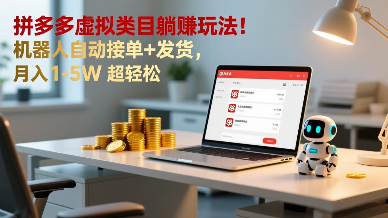 多多虚拟类目躺赚玩法！机器人自动接单+发货，月入 1-5W 超轻松-87副业网 - 互联网副业项目资源分享平台