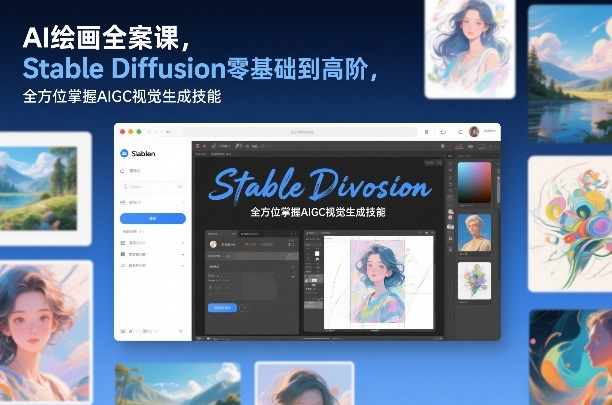 AI绘画全案课，Stable Diffusion零基础到高阶，全方位掌握AIGC视觉生成技能-87副业网 - 互联网副业项目资源分享平台