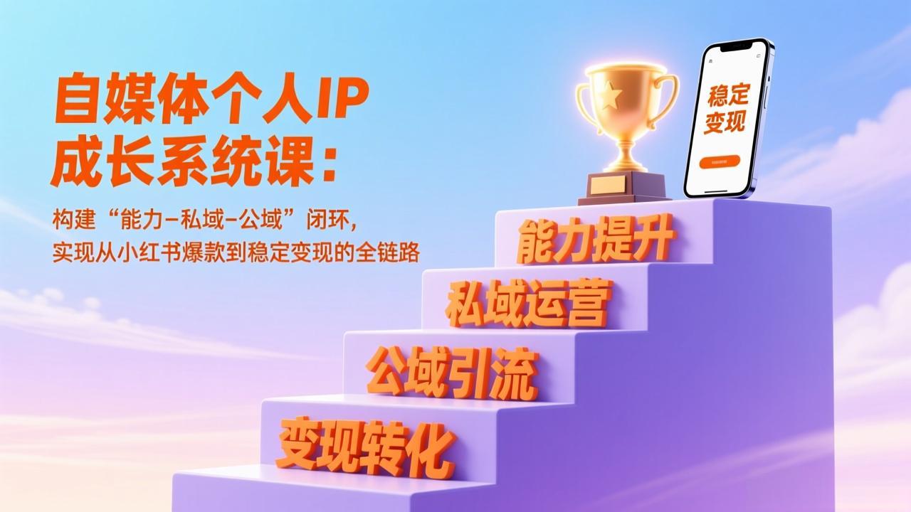 自媒体个人IP成长系统课：构建“能力-私域-公域”闭环，实现从小红书爆款到稳定变现的全链路-87副业网 - 互联网副业项目资源分享平台