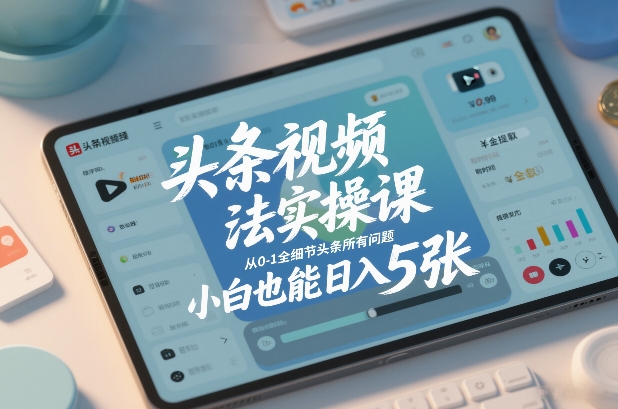 头条视频玩法实操课，从0-1全细节头条所有问题，小白也能日入5张-87副业网 - 互联网副业项目资源分享平台