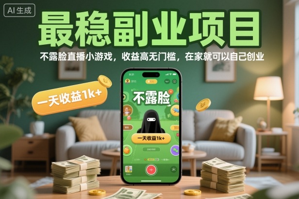 最稳副业项目，不露脸直播小游戏，收益高无门槛，一天收益1k+，在家就可以自己创业【揭秘】-87副业网 - 互联网副业项目资源分享平台