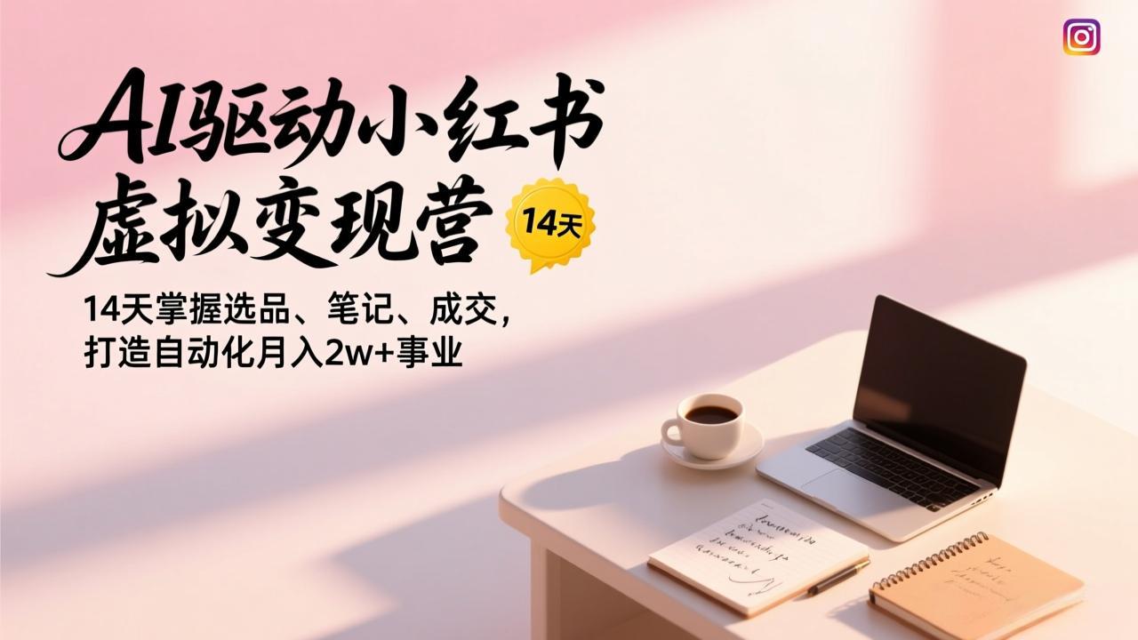 AI驱动小红书虚拟变现营，14天掌握选品、笔记、成交，打造自动化月入2w+事业-87副业网 - 互联网副业项目资源分享平台