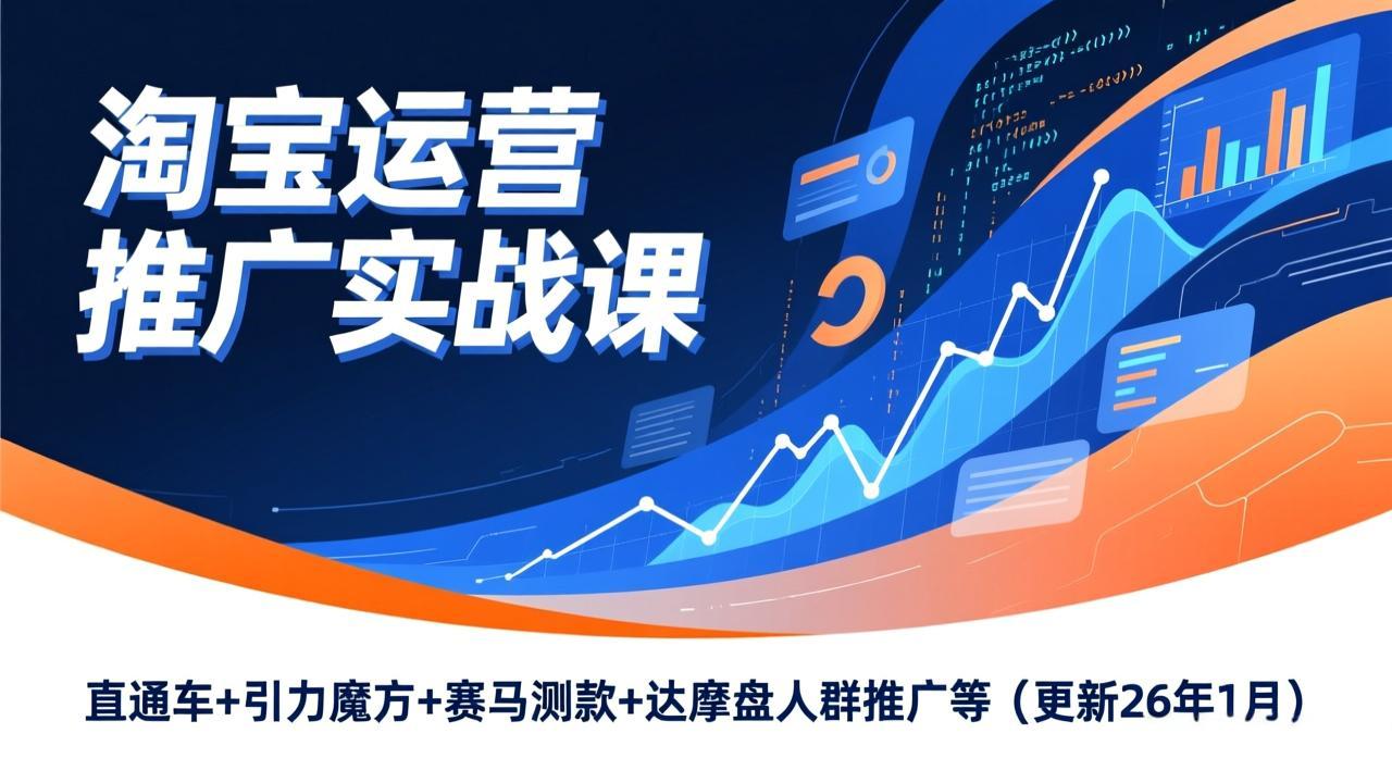 淘宝运营推广实战课，直通车+引力魔方+赛马测款+达摩盘人群推广等(更新26年1月-87副业网 - 互联网副业项目资源分享平台