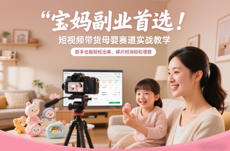 宝妈副业首选！短视频带货母婴赛道实战教学，新手也能轻松出单，碎片时间轻松增收-87副业网 - 互联网副业项目资源分享平台