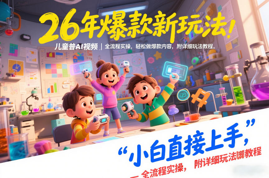 26年爆款新玩法，儿童科普AI视频，全流程实操，轻松做爆款内容，小白直接上手，附详细玩法教程-87副业网 - 互联网副业项目资源分享平台