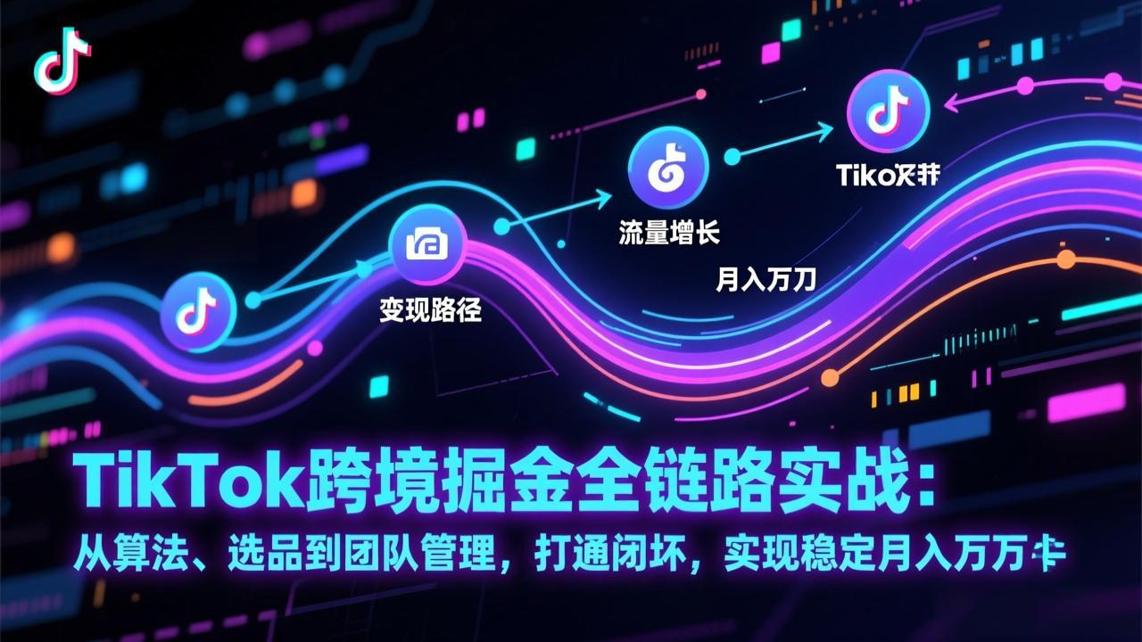 TikTok跨境掘金全链路实战：从算法、选品到团队管理，打通闭环，实现稳定月入万刀-87副业网 - 互联网副业项目资源分享平台