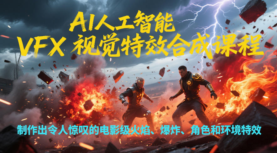 AI人工智能VFX视觉特效合成课程，制作出令人惊叹的电影级火焰、爆炸、角色和环境特效-87副业网 - 互联网副业项目资源分享平台