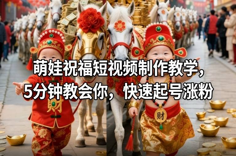 萌娃祝福短视频制作教学，5分钟教会你，快速起号涨粉-87副业网 - 互联网副业项目资源分享平台