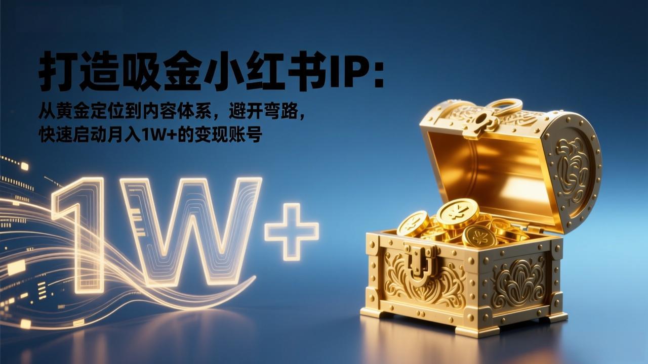 打造吸金小红书IP：从黄金定位到内容体系，避开弯路，快速启动月入1W+的变现账号-87副业网 - 互联网副业项目资源分享平台