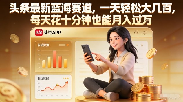 头条最新蓝海赛道，一天轻松大几张，每天花十分钟也能月入过1W【揭秘】-87副业网 - 互联网副业项目资源分享平台
