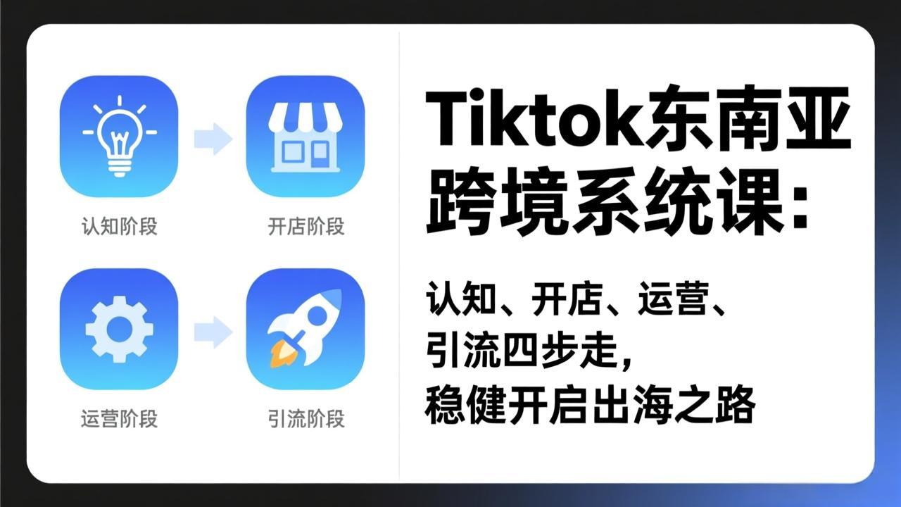 TikTok东南亚跨境系统课：认知、开店、运营、引流四步走，稳健开启出海之路-87副业网 - 互联网副业项目资源分享平台