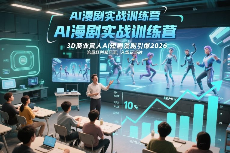 AI漫剧实战训练营，3D商业真人AI短剧漫剧引爆2026，流量红利期已至，入场正当时-87副业网 - 互联网副业项目资源分享平台