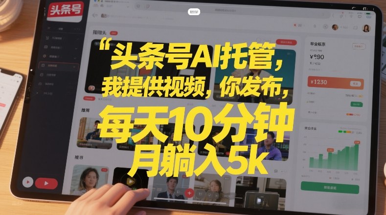 头条号AI托管，我提供视频，你发布，每天10分钟，月躺入5k+【揭秘】-87副业网 - 互联网副业项目资源分享平台