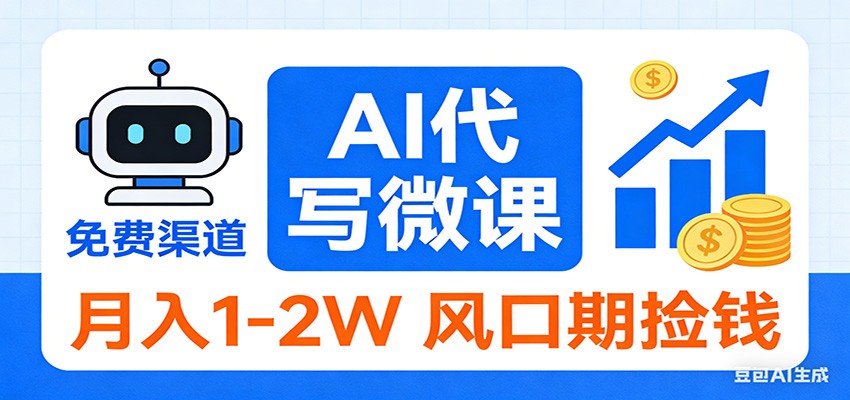 2026告别打工！AI 代写微课，提供免费渠道，月入 1-2W 风口期捡钱-87副业网 - 互联网副业项目资源分享平台