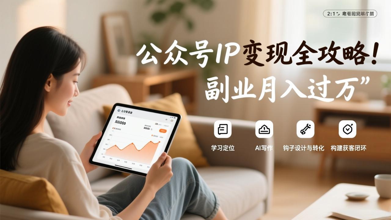 公众号IP变现全攻略，学习定位、AI写作、钩子设计与转化，构建获客闭环，副业月入过万-87副业网 - 互联网副业项目资源分享平台