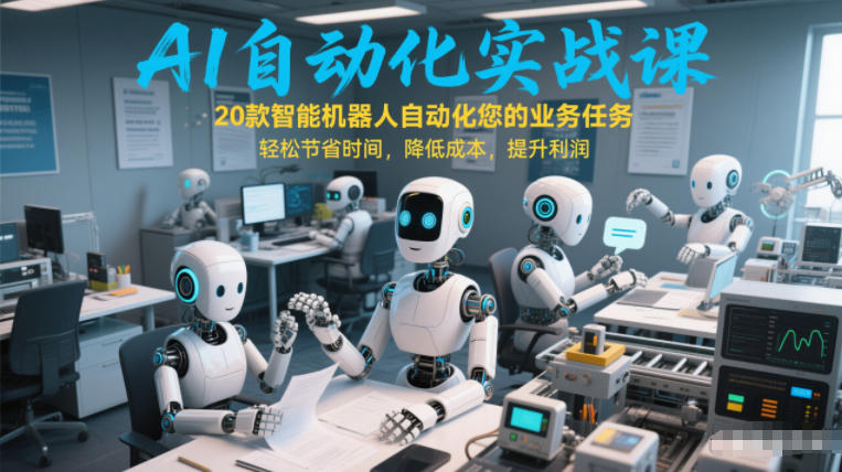 AI自动化实战课：20款智能机器人自动化您的业务任务，轻松节省时间，降低成本，提升利润-87副业网 - 互联网副业项目资源分享平台
