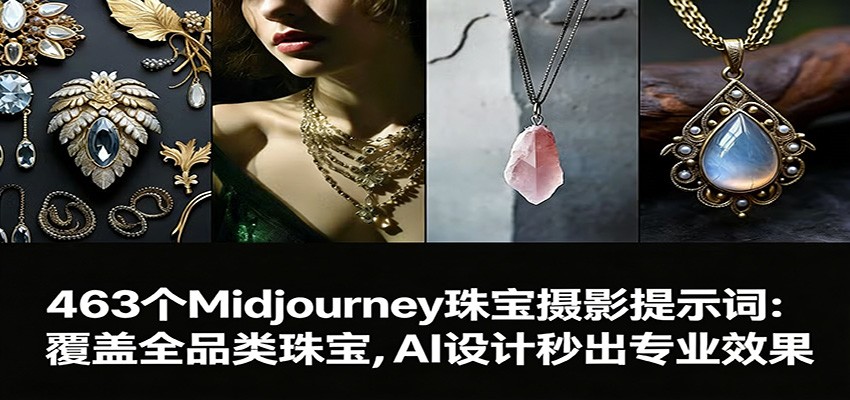 463个Midjourney珠宝摄影提示词：覆盖全品类珠宝，AI设计秒出专业效果-87副业网 - 互联网副业项目资源分享平台