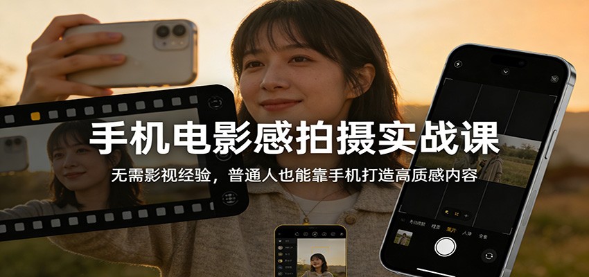 手机电影感拍摄实战课：无需影视经验，普通人也能靠手机打造高质感内容-87副业网 - 互联网副业项目资源分享平台
