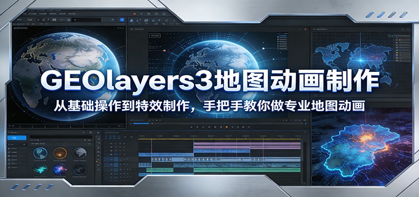 GEOlayers3地图动画制作：从基础操作到特效制作，手把手教你做专业地图动画-87副业网 - 互联网副业项目资源分享平台