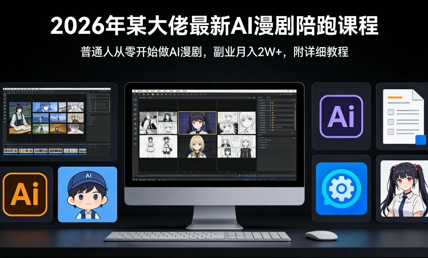 26年某大佬最新Ai漫剧陪跑课程，普通人从零开始做AI漫剧，副业月入2W+-87副业网 - 互联网副业项目资源分享平台