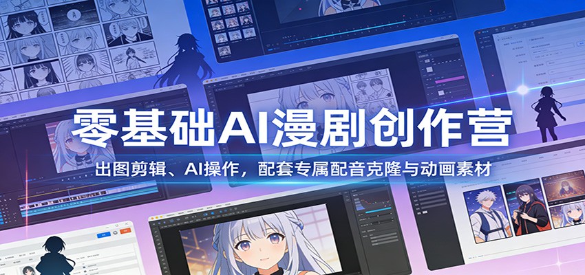 零基础AI漫剧创作营：出图剪辑、AI操作，配套专属配音克隆与动画素材-87副业网 - 互联网副业项目资源分享平台