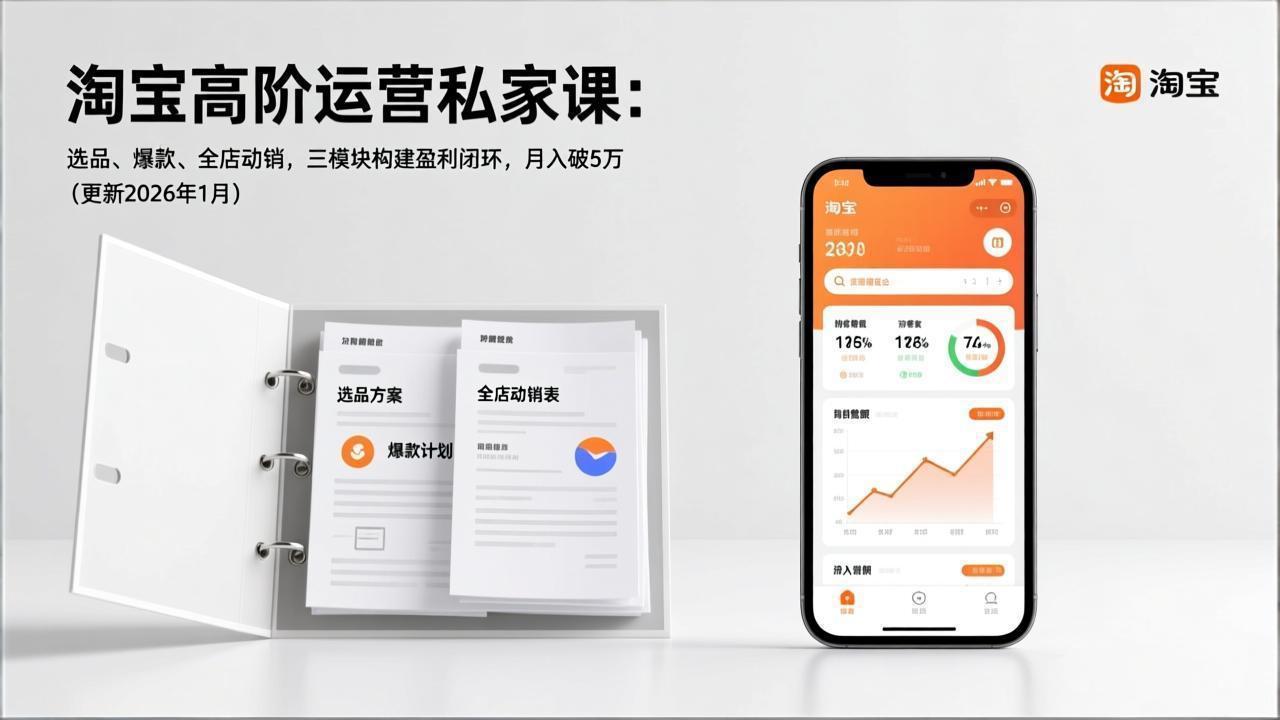 淘宝高阶运营私家课：选品、爆款、全店动销，三模块构建盈利闭环，月入破5万(更新26年1月-87副业网 - 互联网副业项目资源分享平台