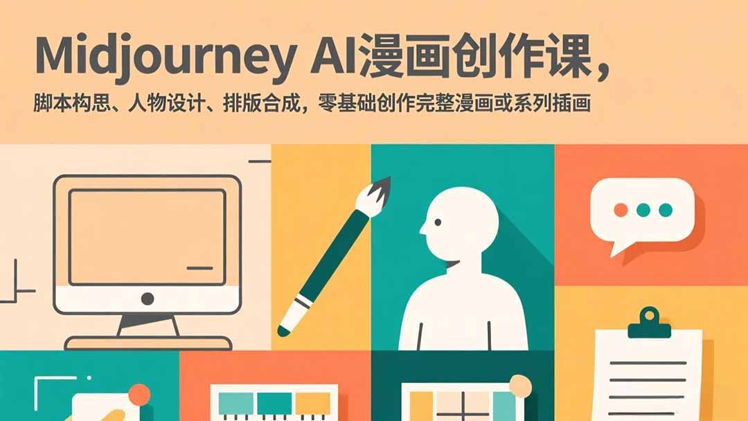 Midjourney AI漫画创作课，脚本构思、人物设计、排版合成，零基础创作完整漫画或系列插画-87副业网 - 互联网副业项目资源分享平台