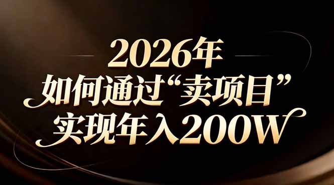 站在2026年的十字路口：一个普通人如何通过卖项目实现年入200万-87副业网 - 互联网副业项目资源分享平台