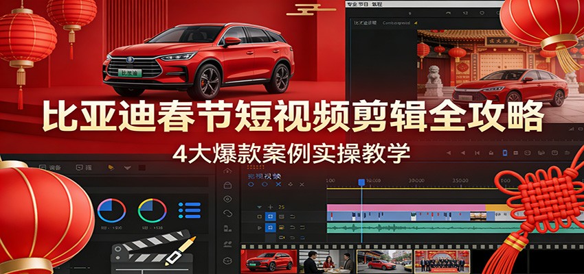 比亚迪春节短视频剪辑全攻略，4大爆款案例实操教学-87副业网 - 互联网副业项目资源分享平台